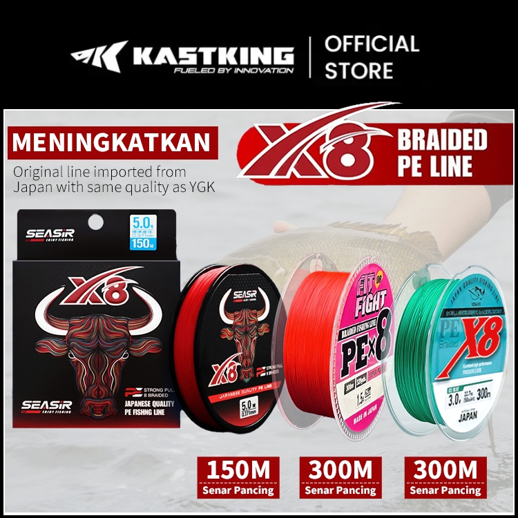 [OFFICIAL] KASTKING PE X8 Senar Pancing  BULL PRO 300M, 150 Meter,10-60LB, Tail PE Fishing Lines 8 U