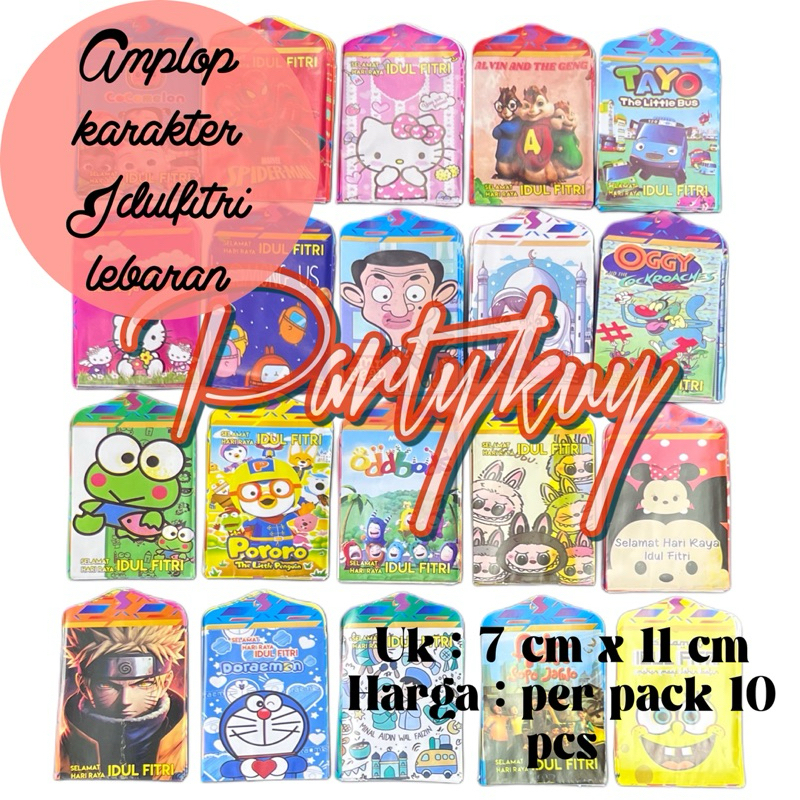 

Amplop lebaran Idul Fitri Isi 10 karakter random amplop Thr anak 2025 Party kuy