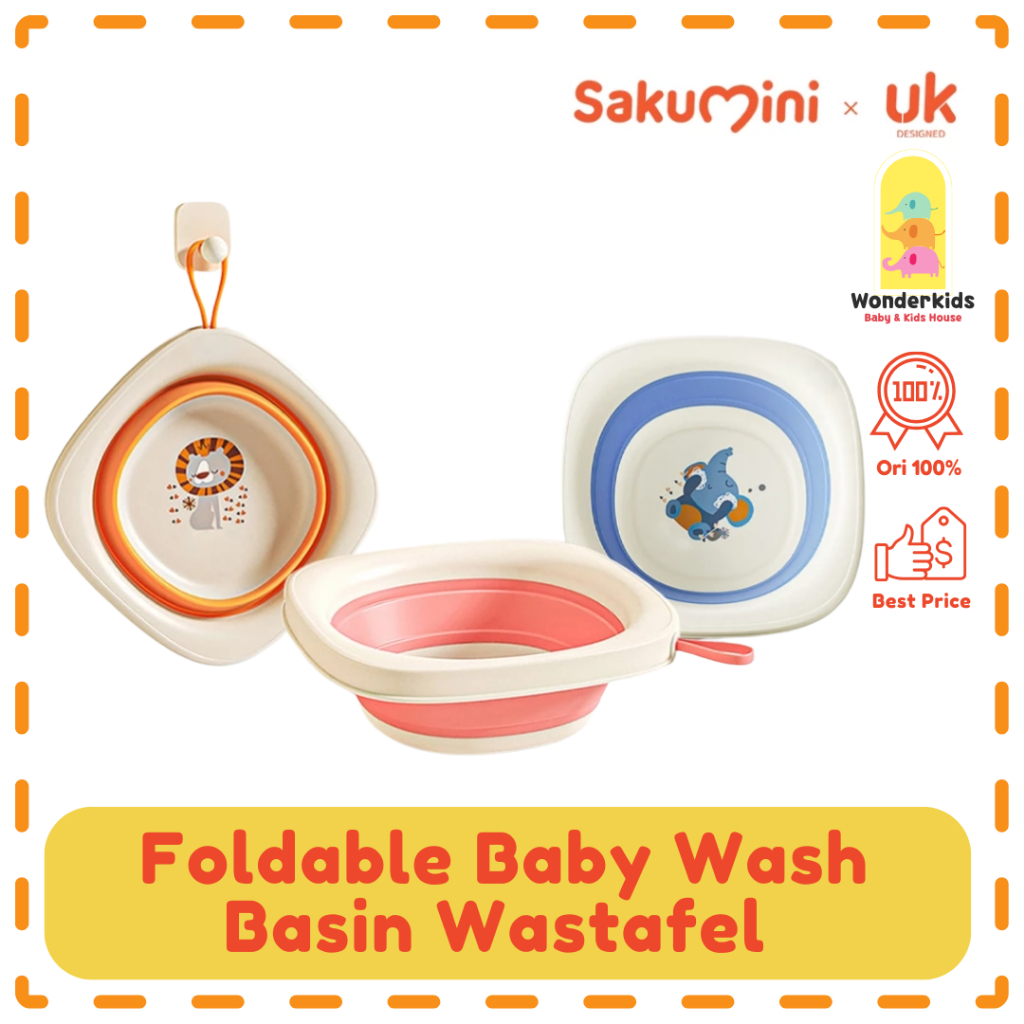 Sakumini Foldable Baby Wash Basin Wastafel Portable Baskom Lipat Serbaguna