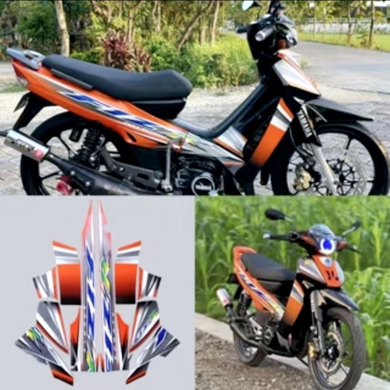 Striping stiker Yamaha F1ZR fizr fiz r f1 zr 2004 oren oranye hitam stiker list body Fullset