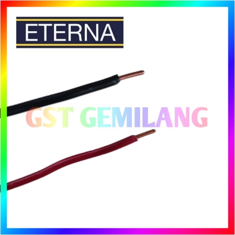 KABEL INSTALASI LISTRIK ETERNA NYA 1 X 1.5 MM PER METER TUNGGAL MERAH HITAM