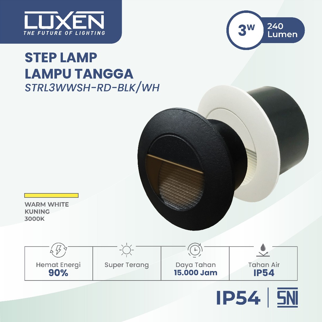 LUXEN LAMPU TANGGA LED BULAT STEP LAMP 3 Watt Cahaya Kuning