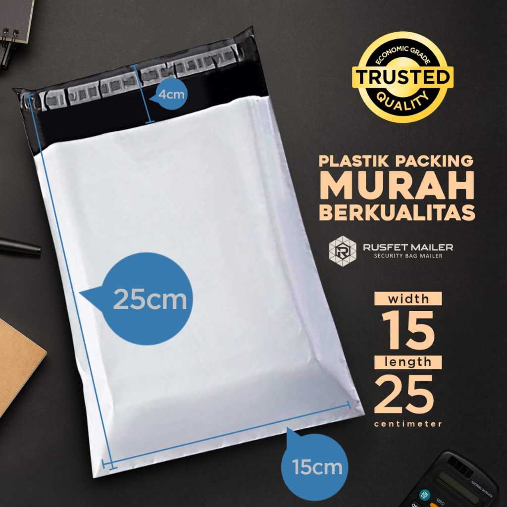 

POLYMAILER AMPLOP PACKING ONLINE TERMURAH - ISI 100 LEMBAR 15 X 25 Putih