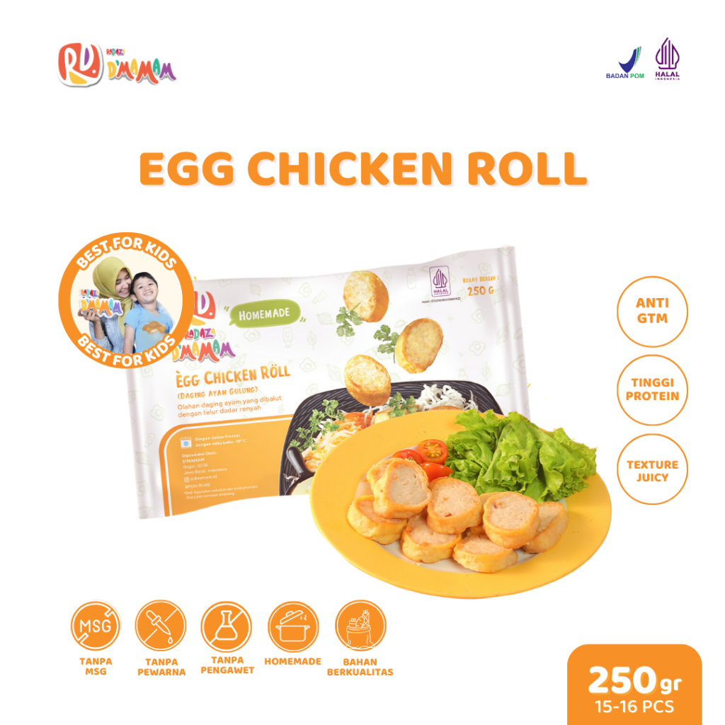 D'MAMAM Egg Chicken Roll 250g Bento Frozen Anak MPASI Homemade BPOM HALAL High Protein