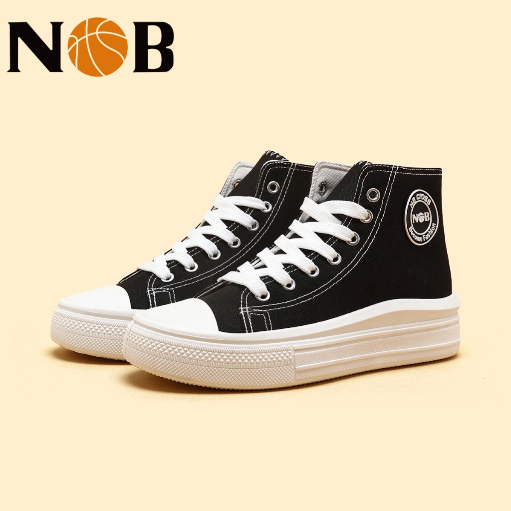 NOB | Sepatu Wanita | Sepatu Sneakers Sport Kasual | Shoes | Sepatu Sekolah Hitam Polos