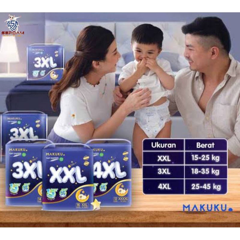 ( Repack ) 1 Pcs / 1 Buah / 1 Item Makuku 3xl XXXL Popok Pampers Diaper diapers Balita Anak Kecil Re