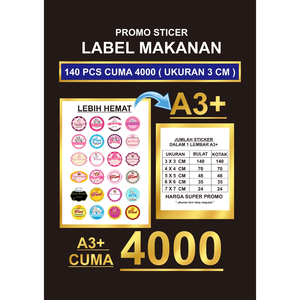 

Cetak Sticer Label Makanan / Label Kemasan + Cutting / Cetak Stiker Label Online Shop