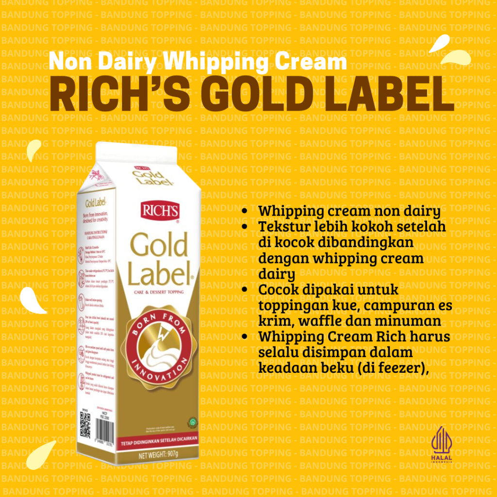 

Rich Gold Label non Dairy Whipping Cream 907gr khusus instan