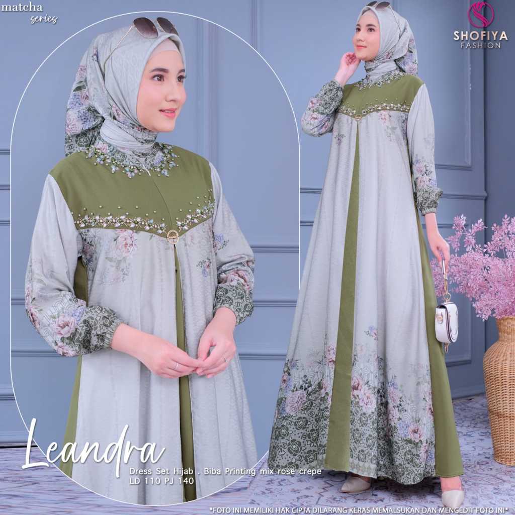 [LD 110] LEANDRA SET HIJAB GAUN PESTA MEWAH PREMIUM LEBARAN MUSLIMAH SYARI PESTA ORI BY SHOFIYA HIJA