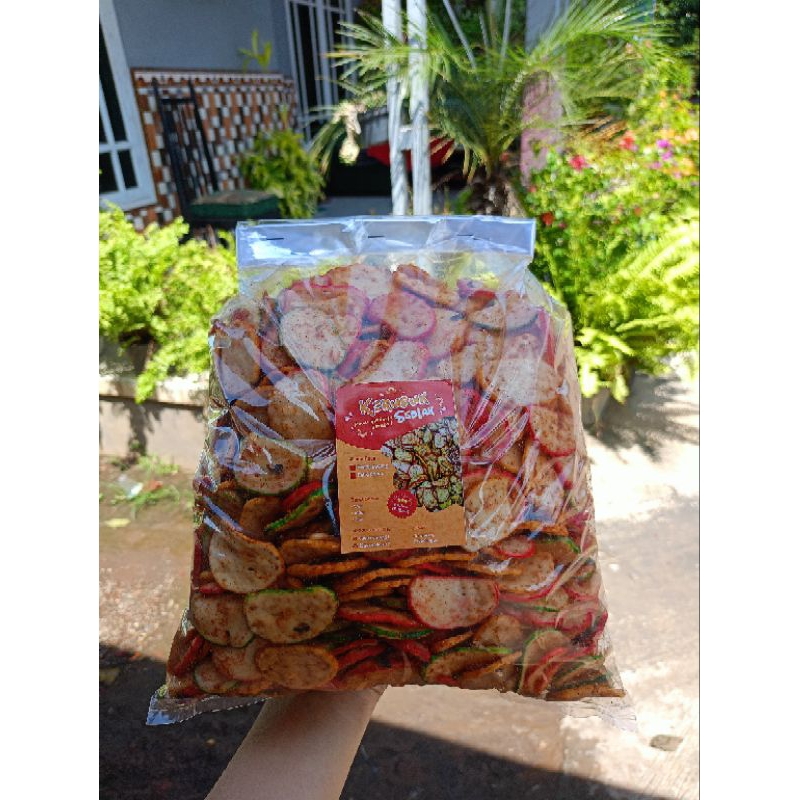 

kerupuk seblak gurih pedas daun jeruk 1kg
