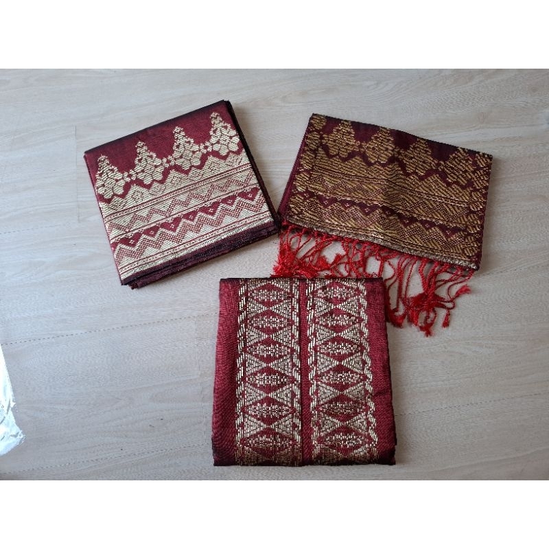 Songket Silungkang couple Sarung Selendang kecil dan Bahan Baju