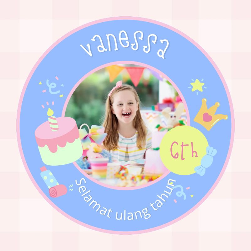 label stiker kue / paket stiker kue/stiker ucapan ulang tahun bulat/stiker aqiqah/stiker khitanan