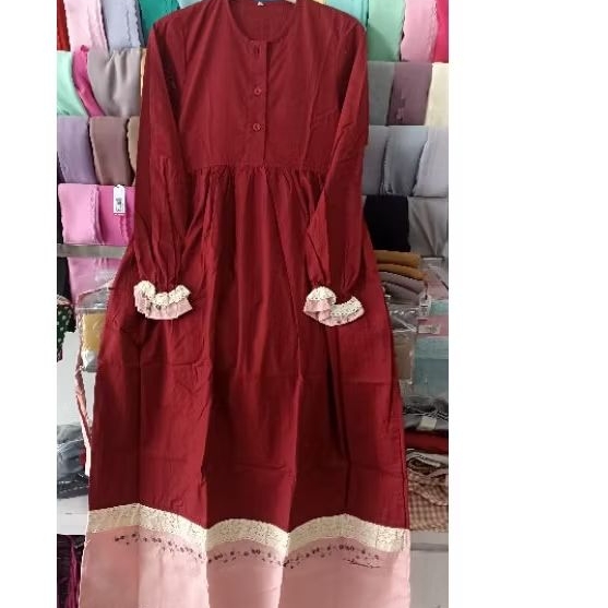 gamis katun dannis LD 86cm Panjang gamis 130cm