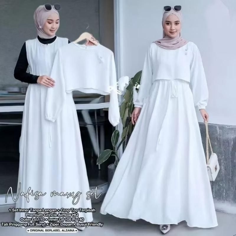 NAFISA Maxy SET2in1 inner+outer ( Crinkle airflow ) Gamis Wanita SET