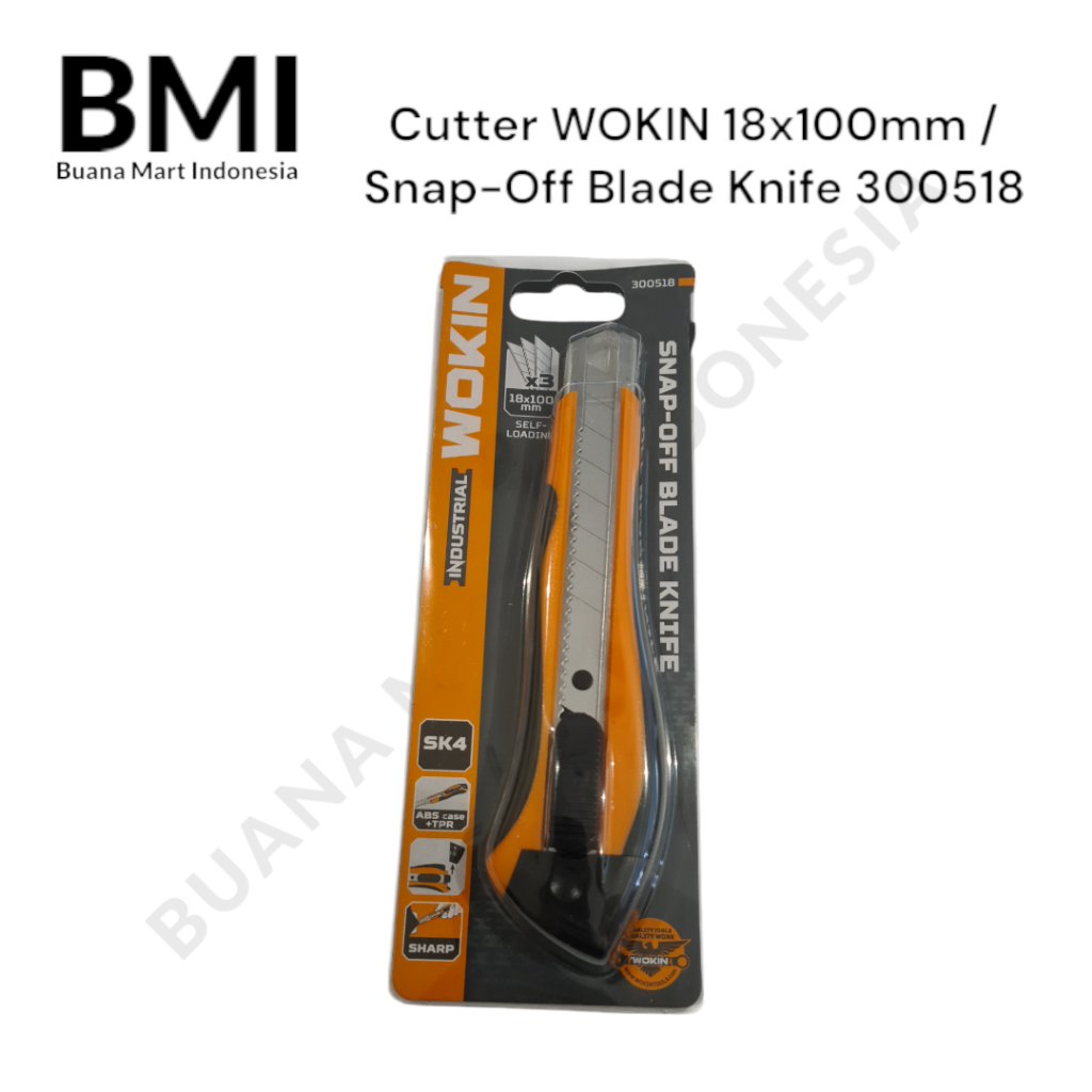 

Pisau Cutter WOKIN Industrial 18x100mm | Snap-Off Blade Knife | Perkakas Tangan | 300518 | (1PC)