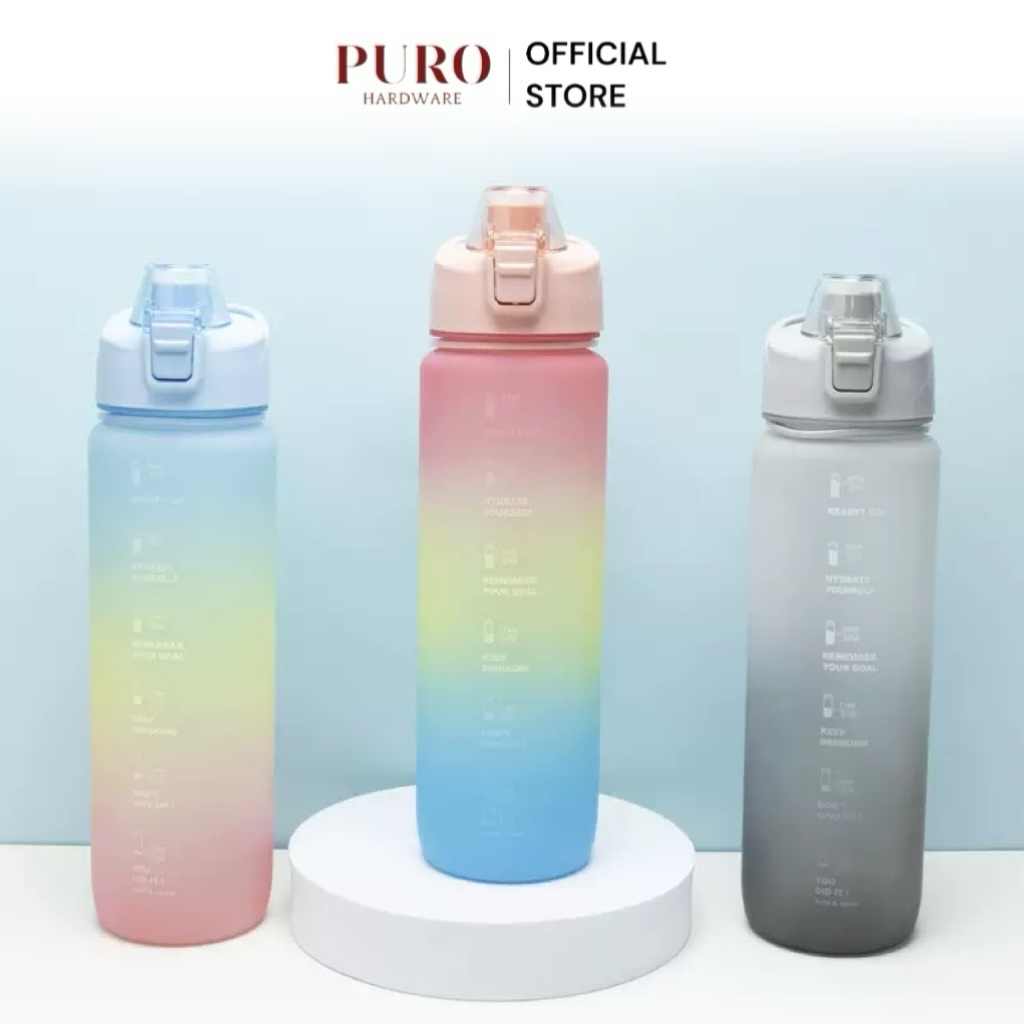 1 Liter Botol Minum Gradasi Tumbler Viral Free Stiker Lucu