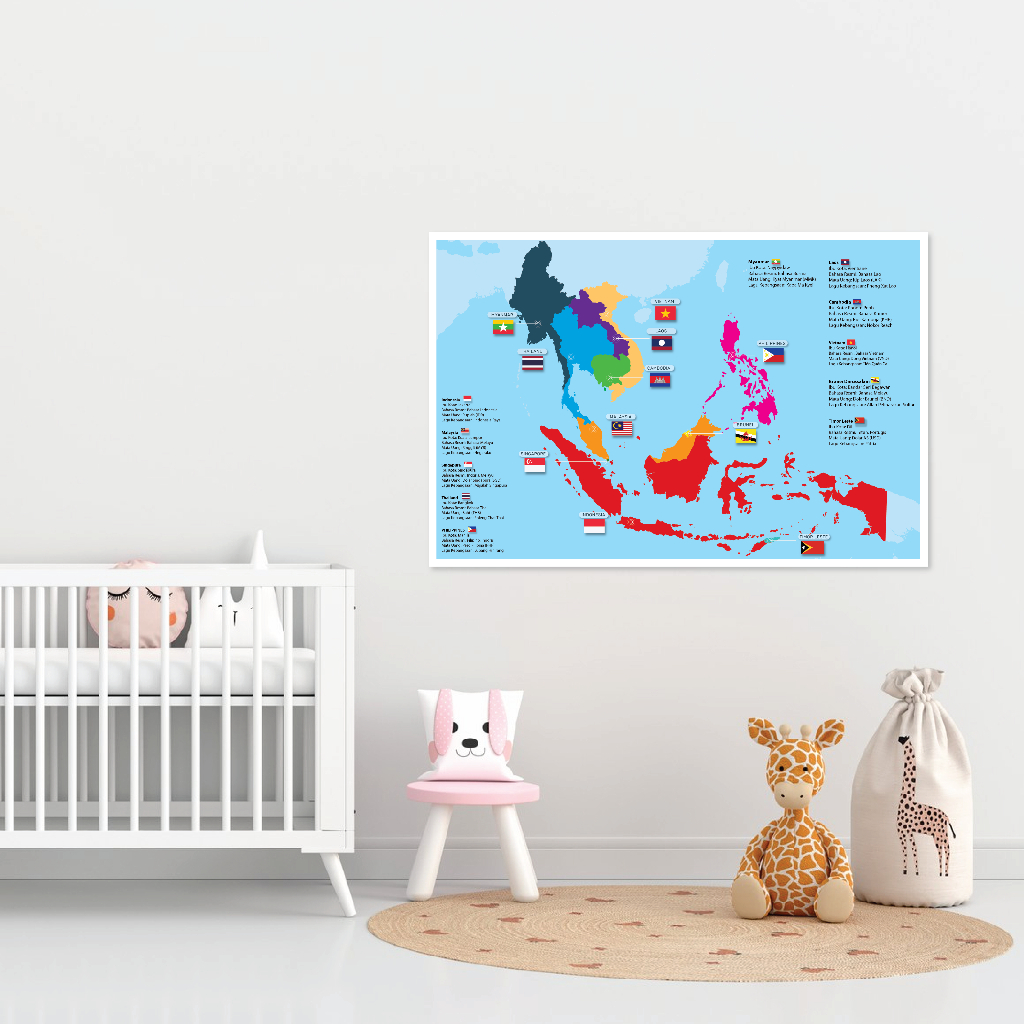 Poster Peta Negara Asia Tenggara (ASEAN) – Edukasi Geografi dengan Desain Menarik!
