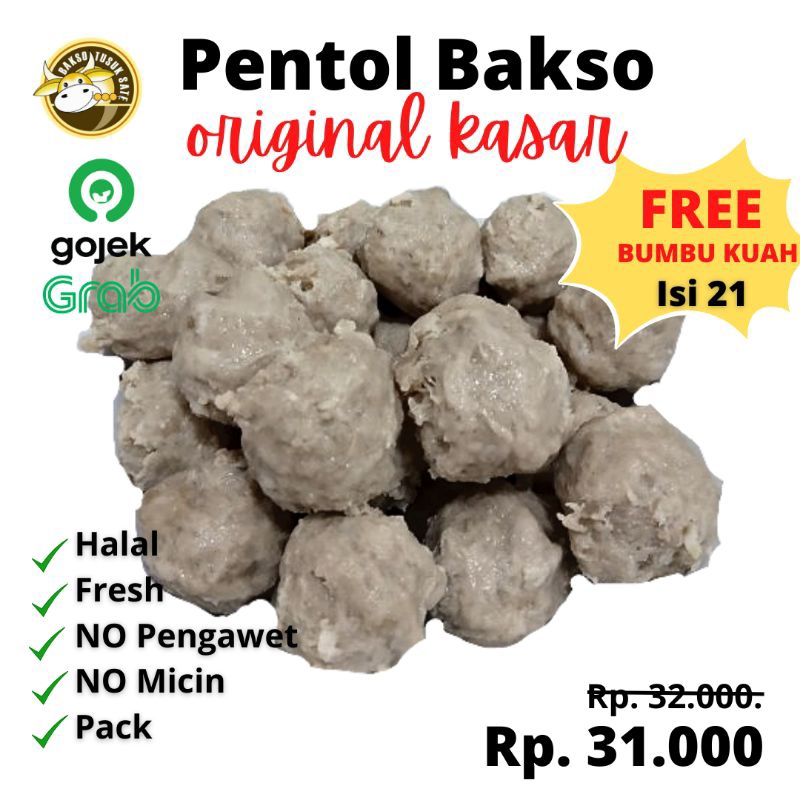 

Bakso Tusuk Sate ❤️ Bakso Sapi Asli Original kasar Non Micin Isi 21 Biji Free Bumbu Kuah