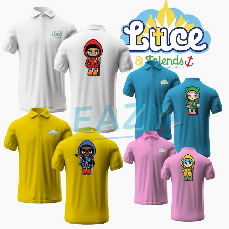 POLOSHIRT KARAKTER LUCE AND FRIENDS MASKOT VATIKAN YUBILEUM 2025 BAJU POLO KERAH YUBELIUM SERAGAM GE