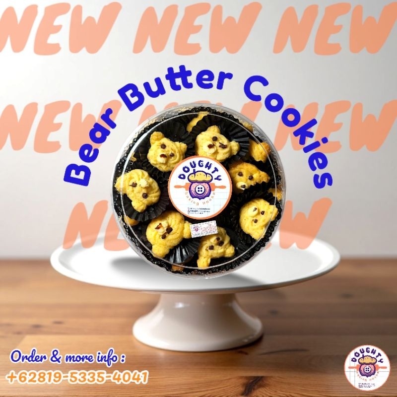 

Doughty Baking House - Hampers Kue Kering Lebaran Bear Butter Cookies Toples 500 gram dan Free Hampers Box