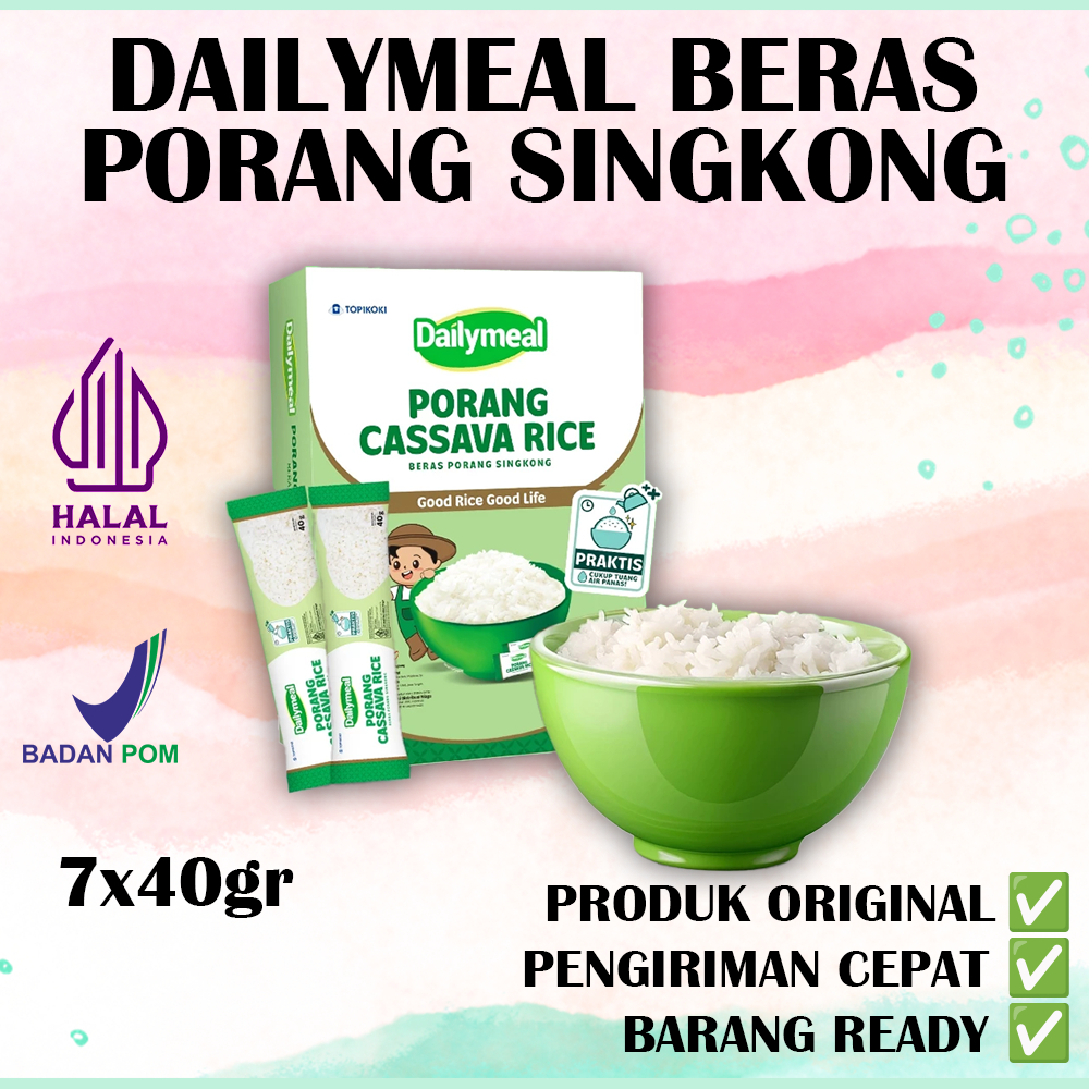 

Dailymeal Beras Porang Singkong Box Sachet 7x40gr