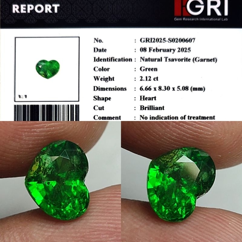 HOT ITEM Natural Vivid Green Tsavorite Garnet 2ct GRI Material Top Crystall Hot Color Full Luster Ge