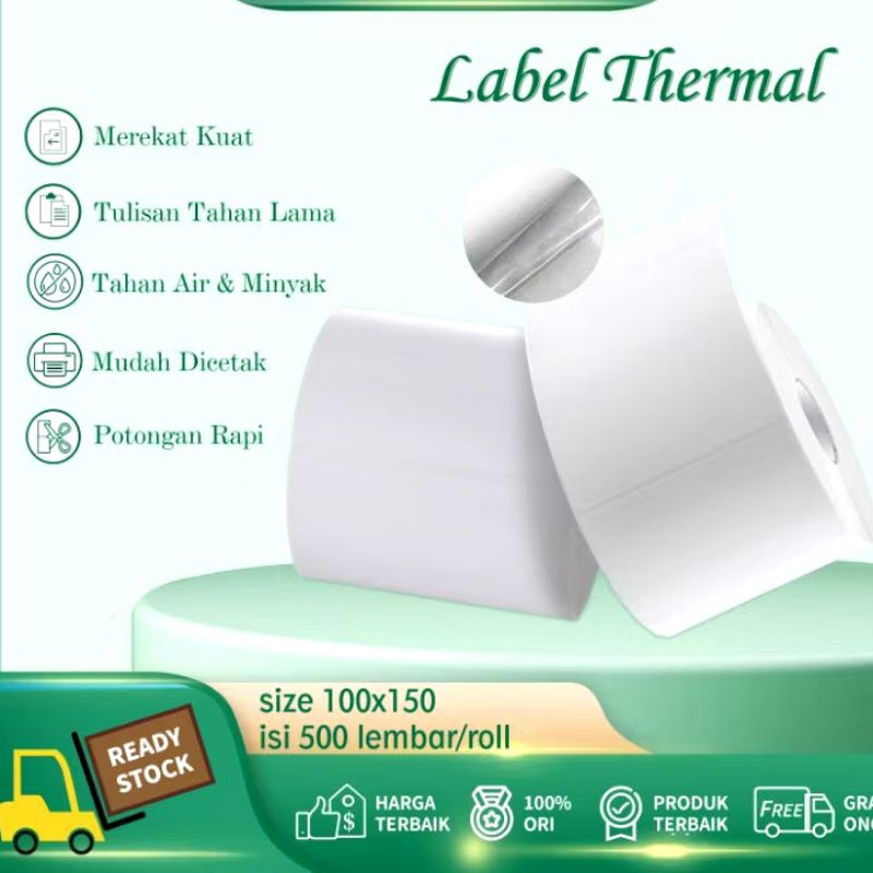 

SKYPACK Kertas Label Thermal Roll Ukuran 100x150mm Direct Thermal 500pcs Barcode Stiker Resi Online Shop Printer A6