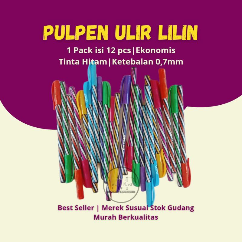 

Pulpen Murah / Bolpen Murah Pen Ulir Lilin Warna Warni Tinta Hitam