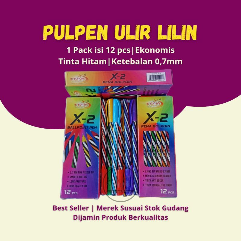 

(12Pcs) Pulpen Ulir Lilin Warna Hitam / Bulpen Warna Hitam Murah / Pulpen Esco X2 X5 X4 / Pulpen Nevada M200