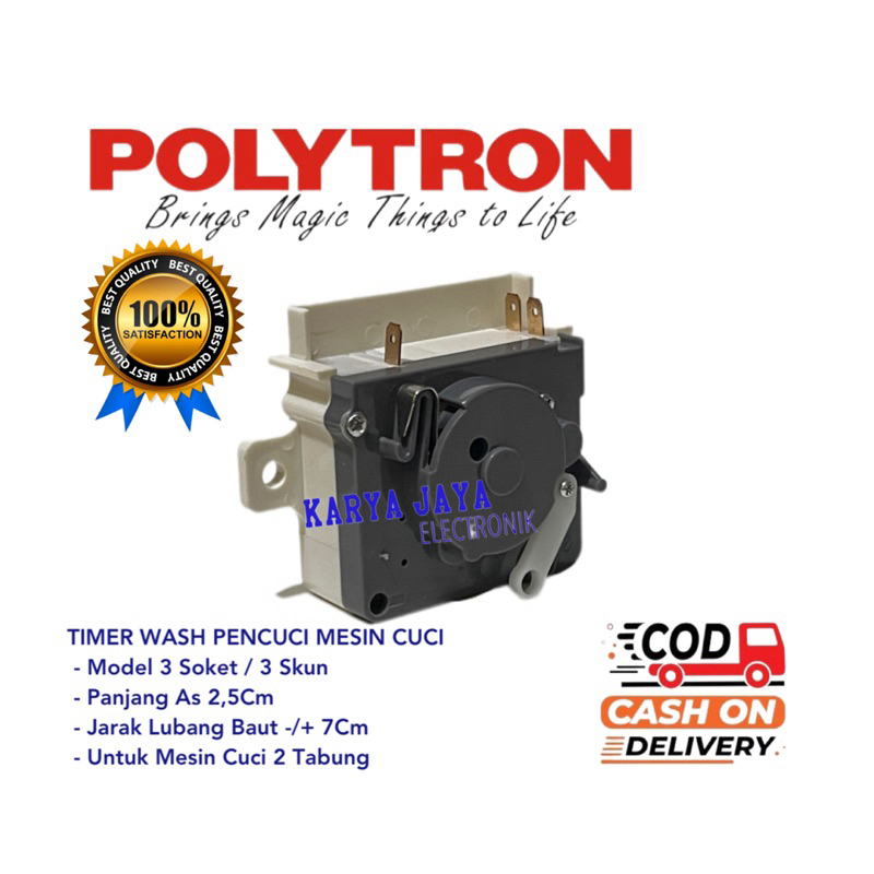 Timer Mesin Cuci POLYTRON Timer Wash 3 Socket Mesin Cuci POLYTRON 2 Tabung