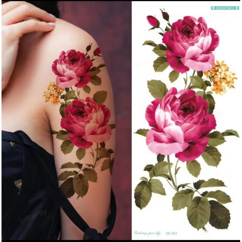 Tato Temporer Tattoo Tatto Temporary Tahan Air Sementara Anti Air Seri QC MOTIF BUNGA
