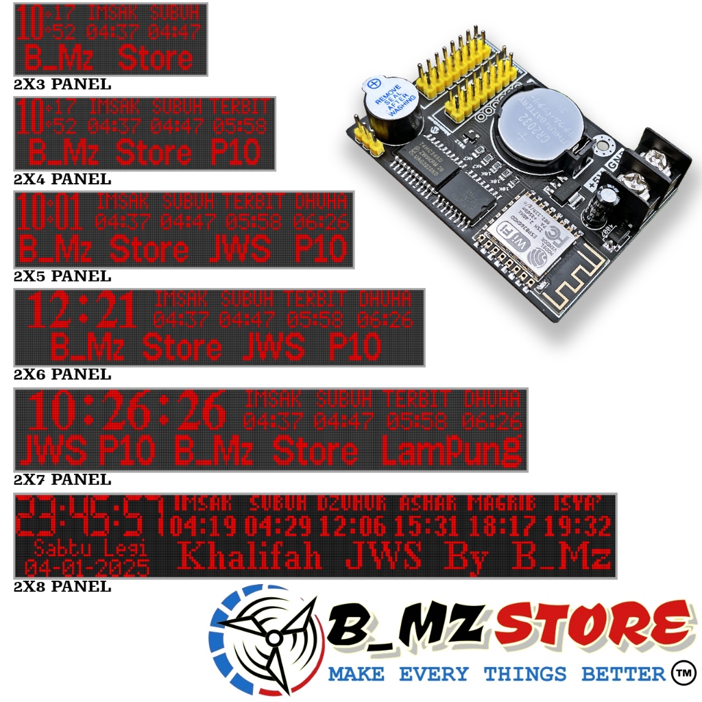 Qlola Money Controller Jws Kontroller Jws (Jam Sholat) Wifi Esp8266 Untuk 1 2 3 4 5 6 Panel P10