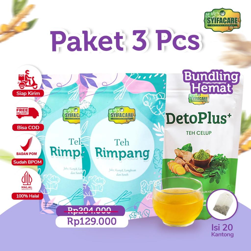 

Bundling Hemat | 2 Pcs Teh Rimpang & 1 Pc Detoplus | BPOM & HALAL MUI