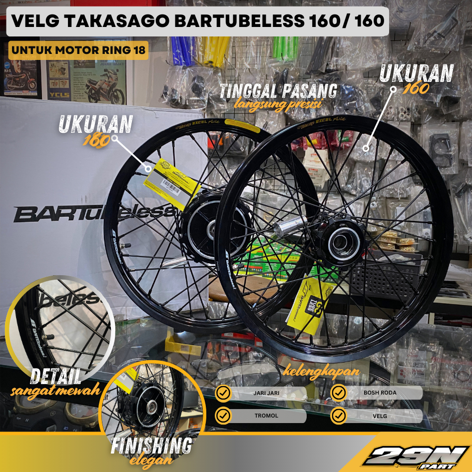 Velg Jari Jari Tromol Bosh SET Takasago Excel Asia Bartubeless Ring 18 160 RX KING RXK TIGER SCORPIO