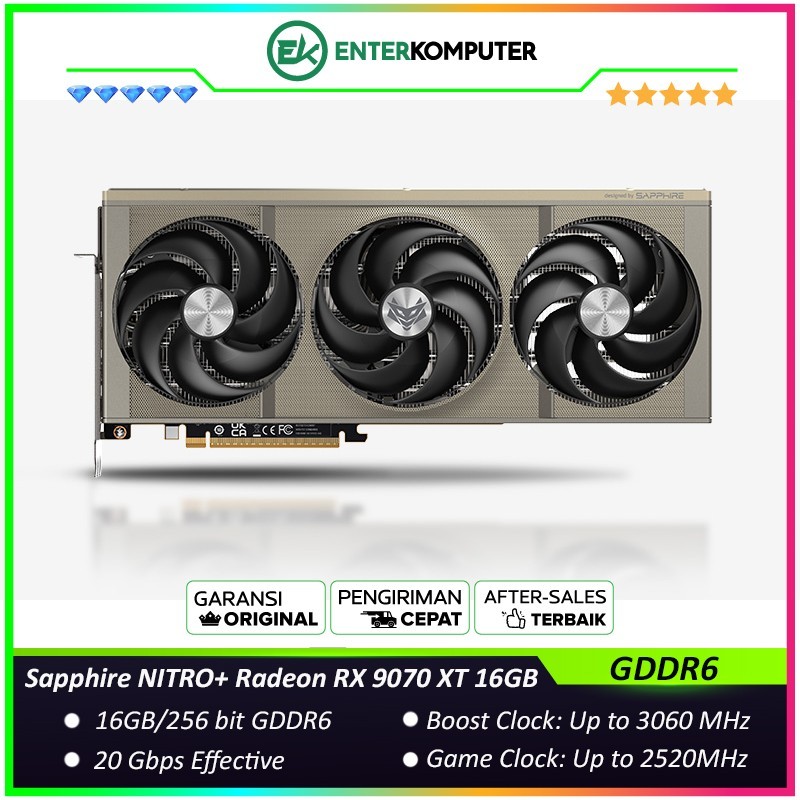 Sapphire NITRO+ Radeon RX 9070 XT 16GB GDDR6 Gaming OC - TRIPLE FAN