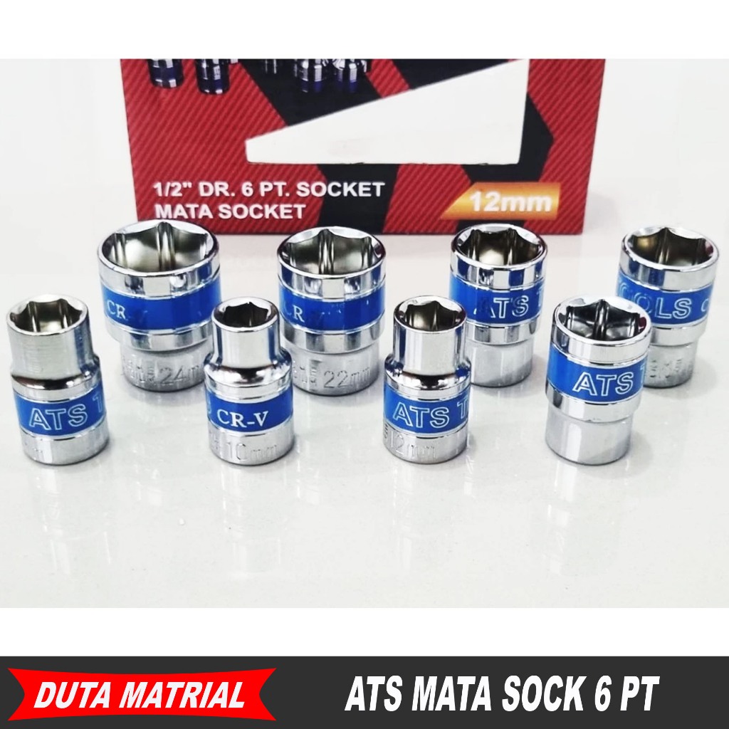 ATS Mata Sock Chroom Vanadium Satuan 8mm 10mm 12mm 14mm Kunci Sok 6 PT