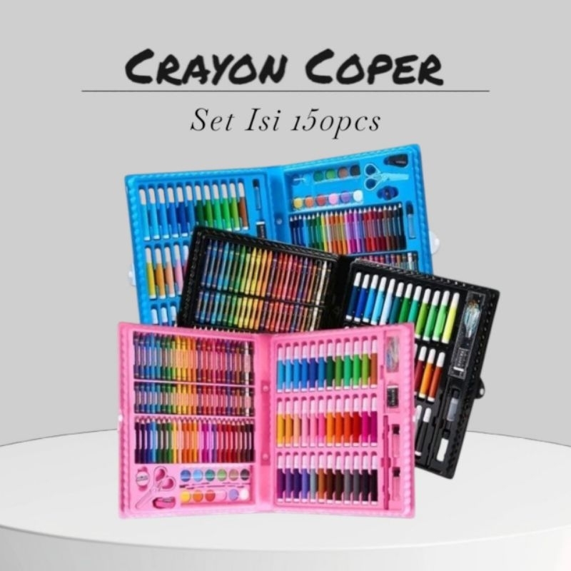 

Crayon Coper Set Isi 150pcs Colour Set Anti Air Alat Mewarnai Lengkap