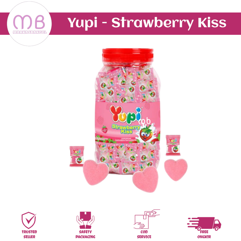 

PERMEN YUPI STRAWBERRY KISS TOPLES / JAR CANDY YUPI STRAWBERRY KISS 300GR BEST SELLER