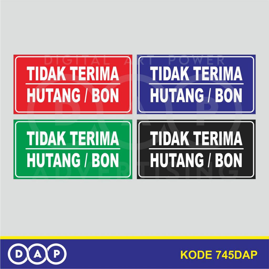 

745 - STIKER TIDAK TERIMA BON - 15 X 30 CM - VYNIL - TERBAIK