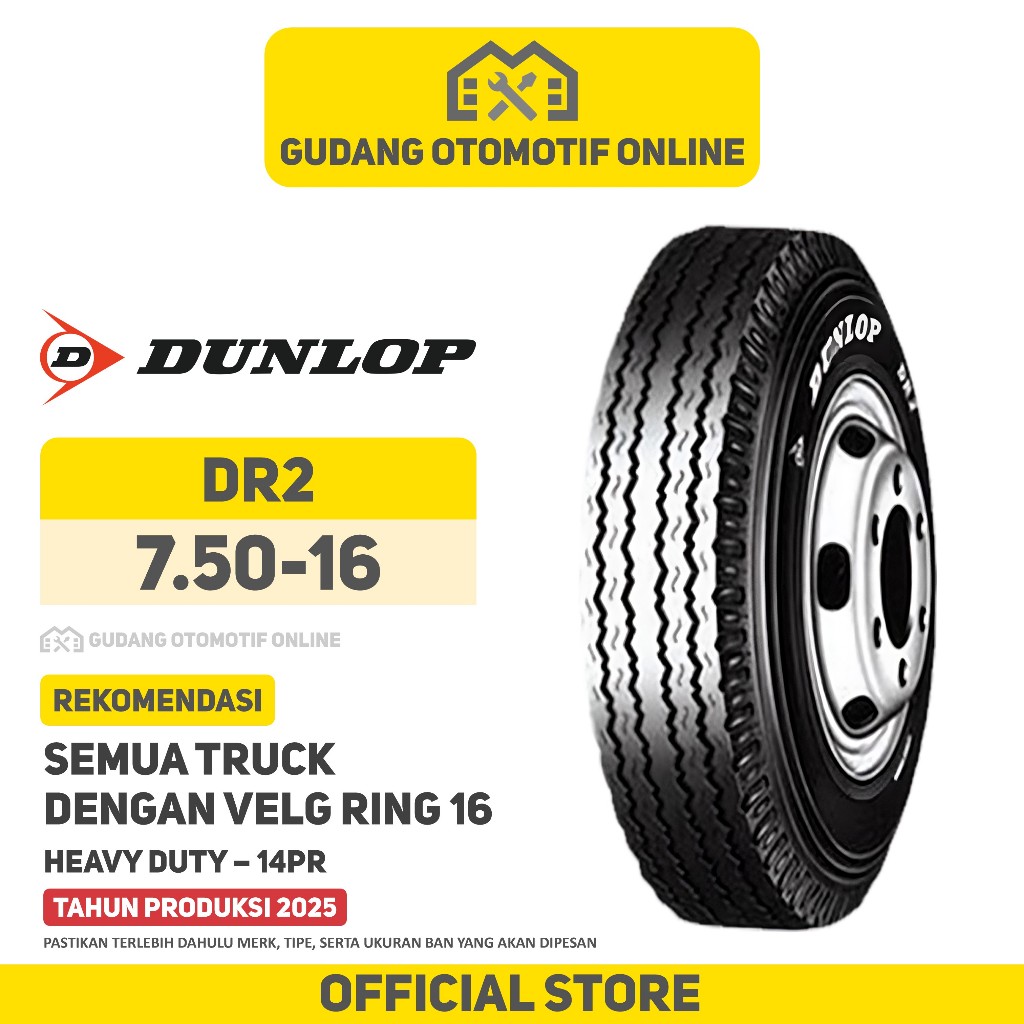 Ban Truk Dunlop DR2 750 R16 16 Truck Colt Diesel Canter Ragasa 7.50 R16