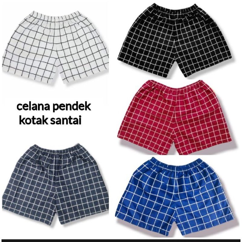 CELANA PENDEK PRIA MOTIF KOTAK-KOTAK