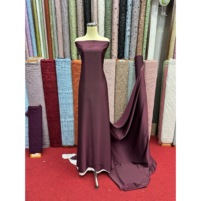 KAIN SATIN SILK / SATEEN MAXMARA PREMIUM 0.5 METER DALEMAN KEBAYA FURING KEBAYA WISUDA KAIN METERAN