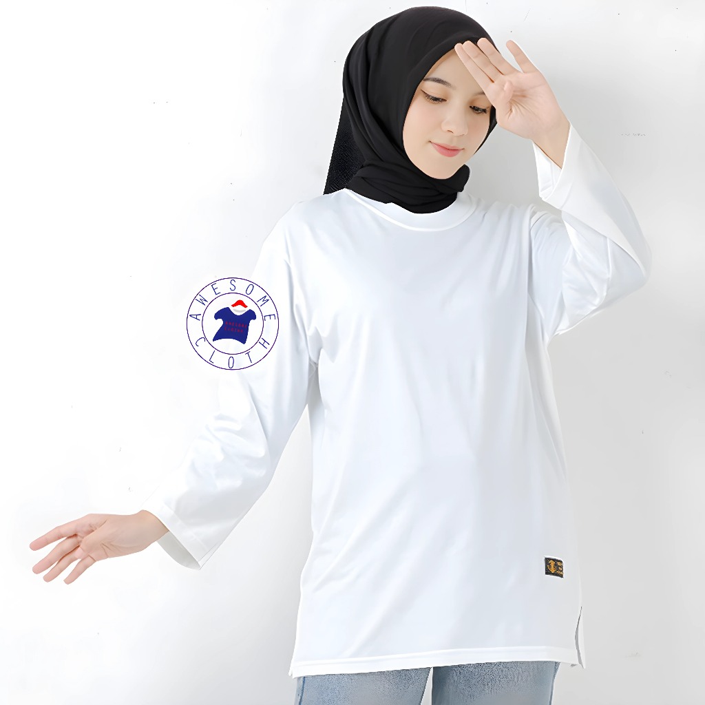 baju kaos polos oversize  wanita terbaru kekinian kaos oversize lengan pnjang tebal jumbo ld 110 120