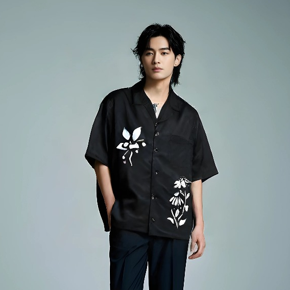 Whyme Kemeja Pendek Vintage Motif Streetwear Pria dan Wanita