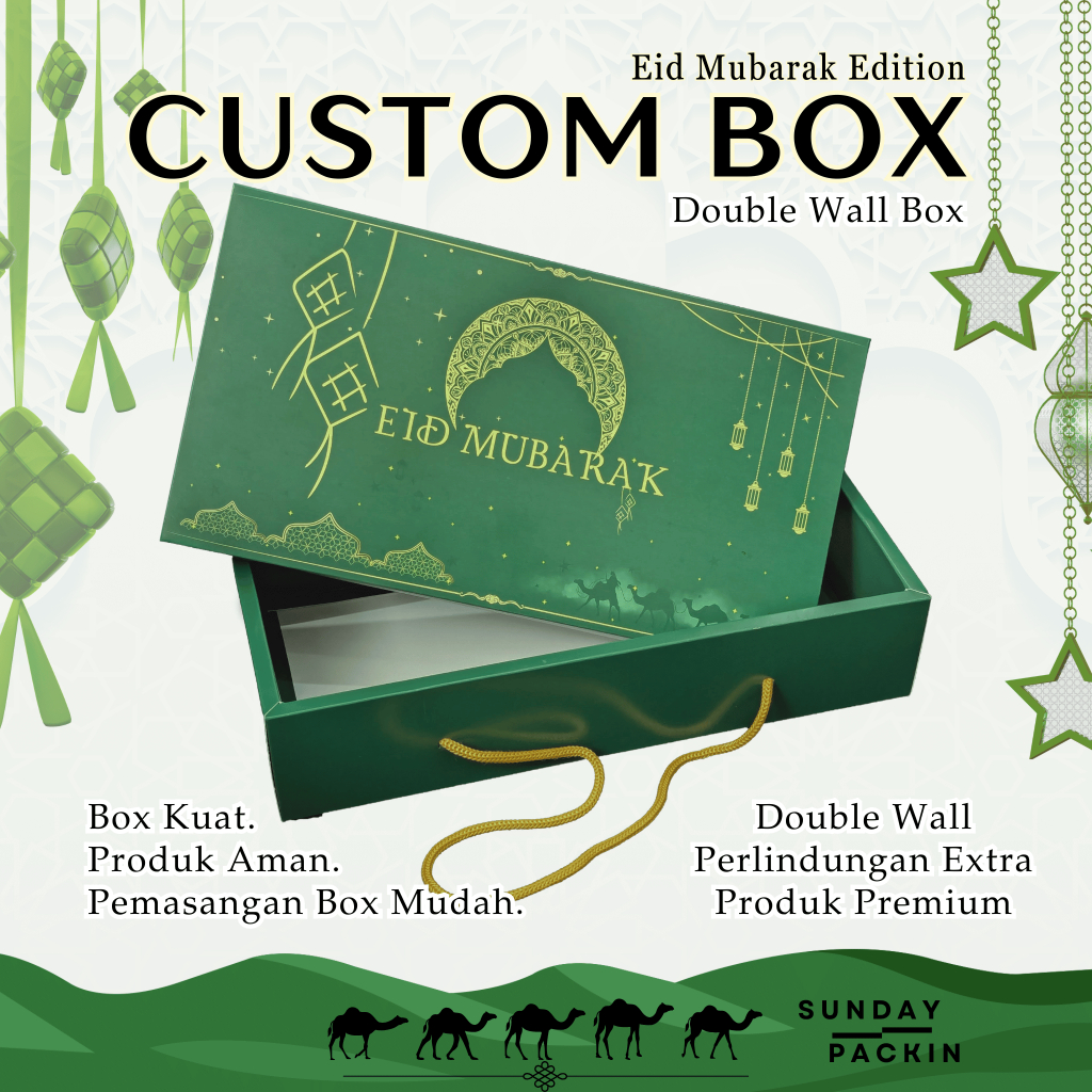 

Custom Box Lebaran Eid Mubarak 28x14x7 Makanan Reed Toples Hampers