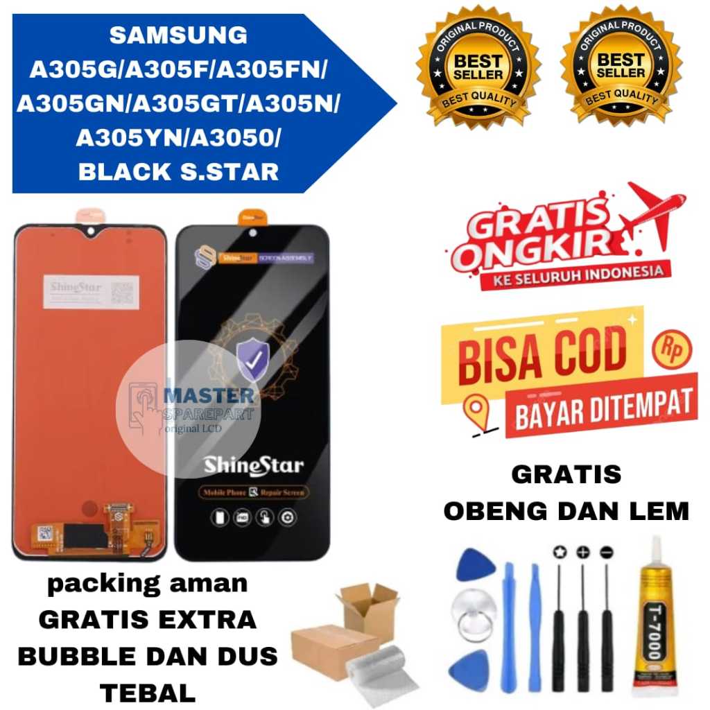 Lcd Touchscreen SAMSUNG A305G/A305F/A305FN/A305GN/A305GT/A305N/A305YN/A3050 Original Gratis Obeng + 