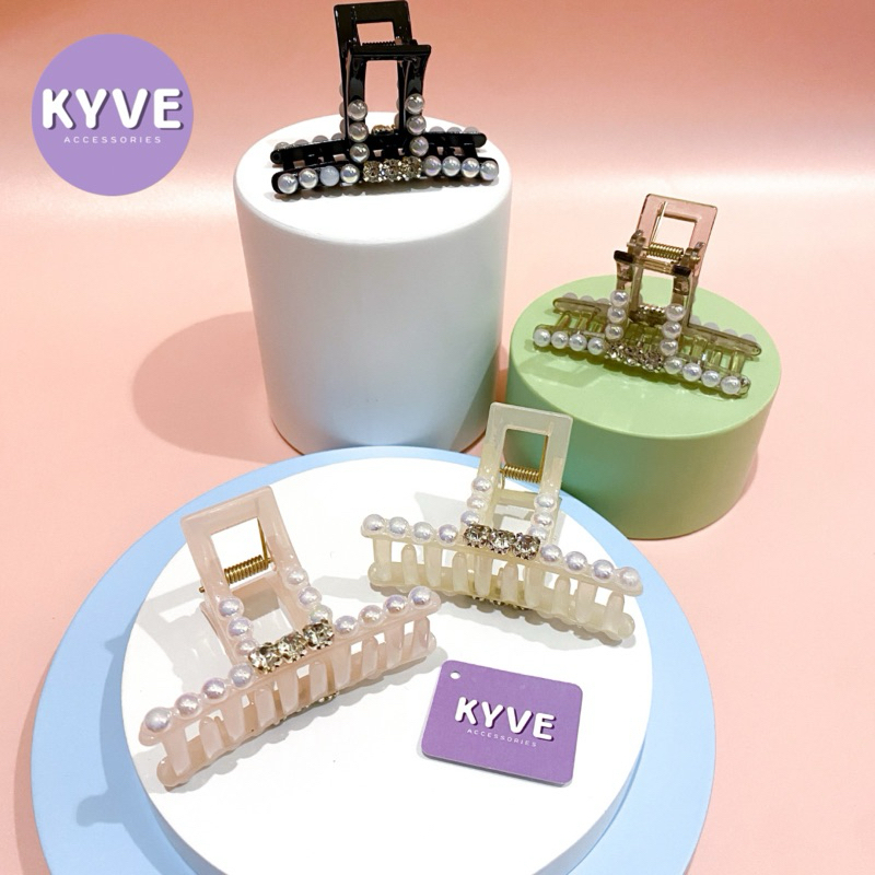 Lumiere Hair Clip | Jepit Rambut Korea Aesthetic pastel color model claw clip dengan mutiara