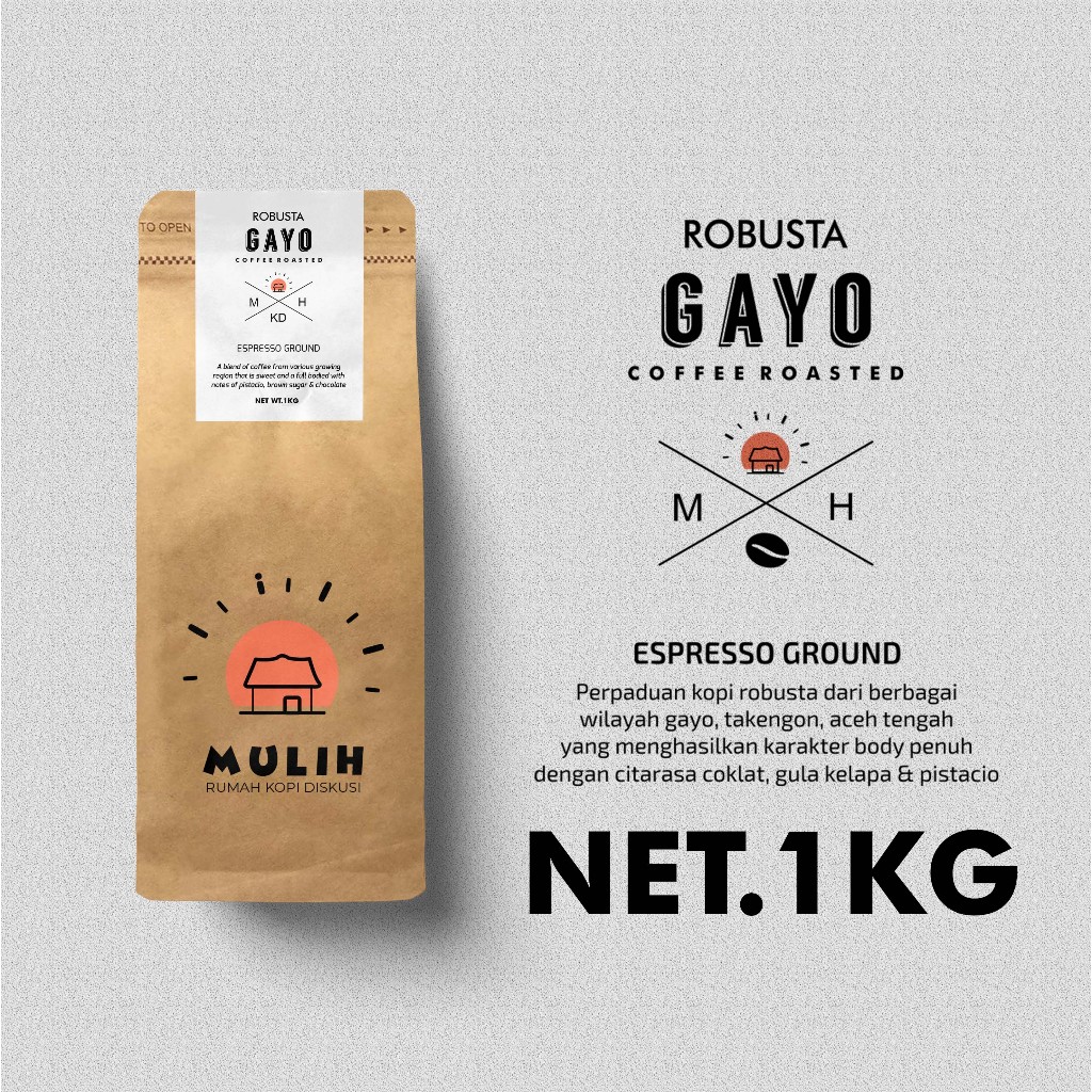 

BIJI KOPI BUBUK FINE ROBUSTA GAYO 1KG Espresso Coffee Based By Mulih Kopi Roastery