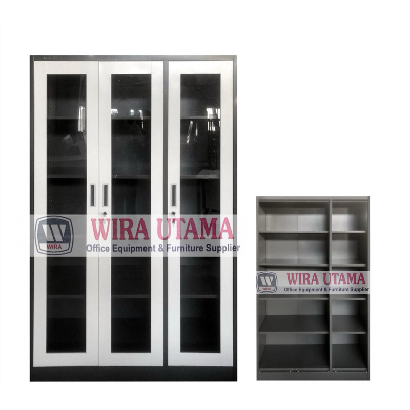 Lemari Kaca 3 Pintu / Lemari Pajang 3 Pintu / Lemari Display 3 Pintu / Lemari Dokumen 3 Pintu / Lema