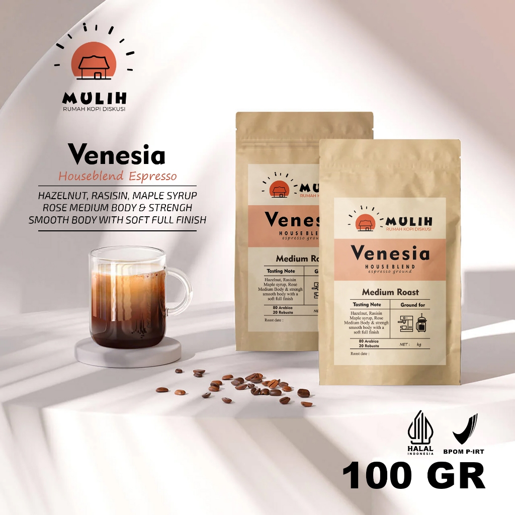 

Kopi Venesia Espresso House Blend Arabika Coffee Bean Arabica 100gr